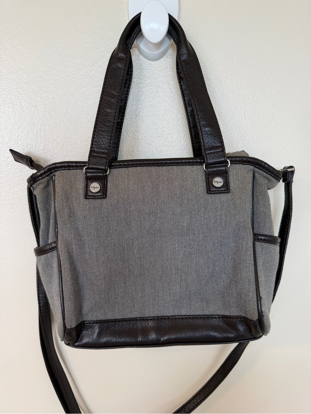 THIRTY ONE Heathered Grey Black Trim Handbag Crossbody Purse